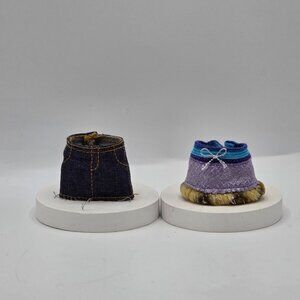 Denim & Faux Fur Trim Purple Doll Skirts